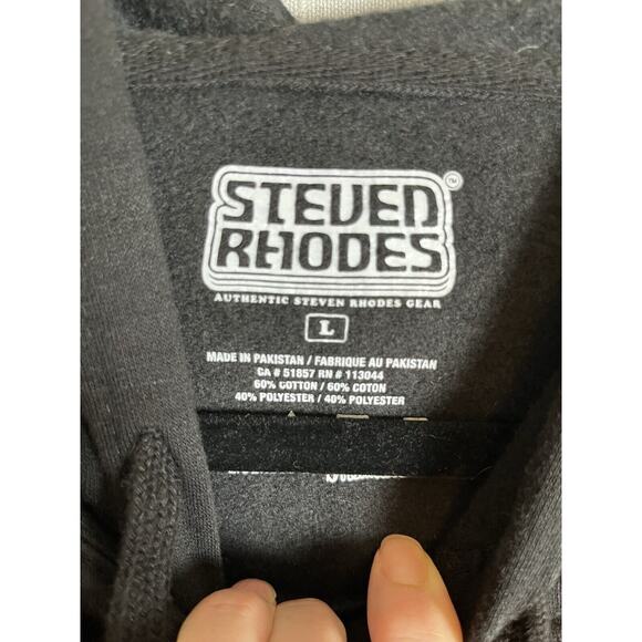 Let's Talk To Ghosts Steven Rhodes Pullover Unisex Size Large Black Screen Print - Picture 10 of 10